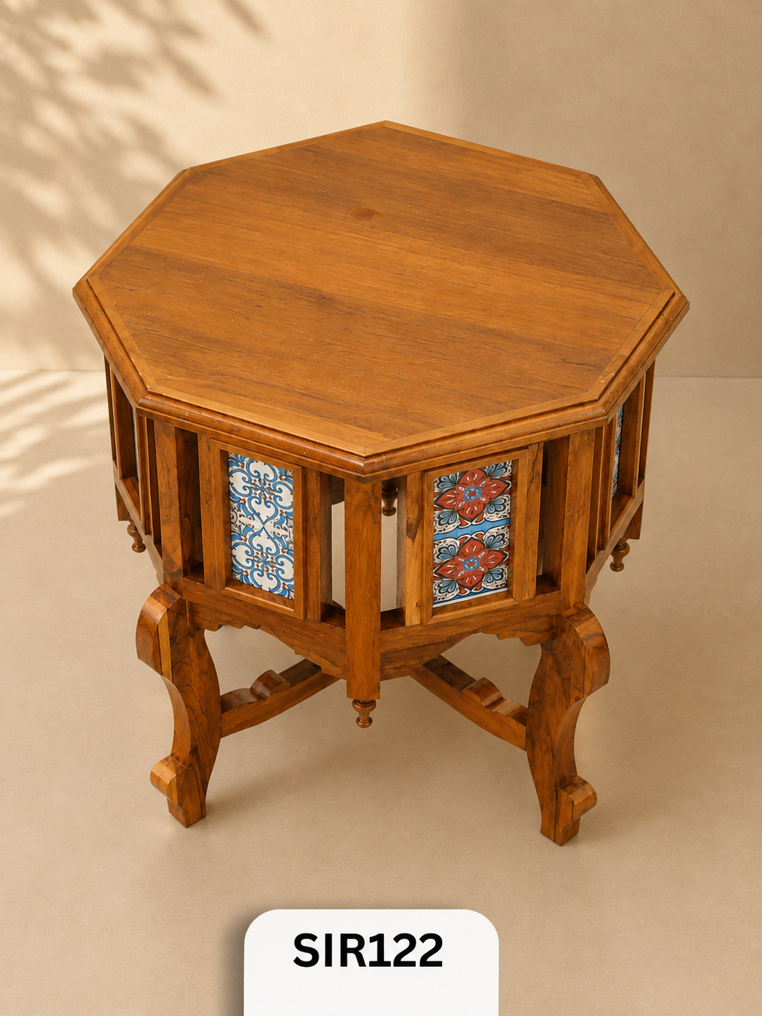 Classic Hexagonal Tiled Table with Classic Wooden Top | shipping will be added as per location