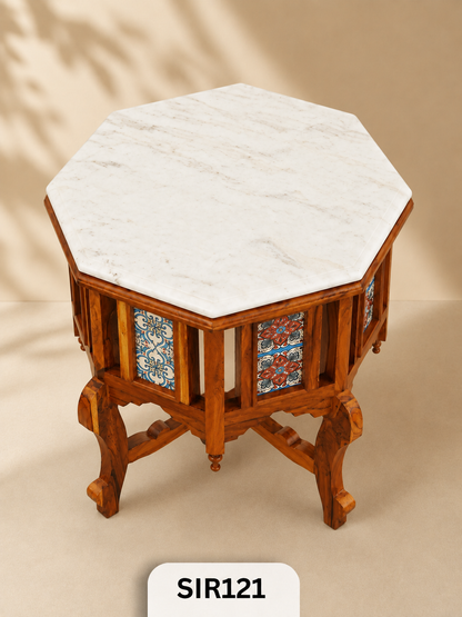 Classic Hexagonal Tiled Table with Jodhpur Granite Marble Top | shipping will be added as per location