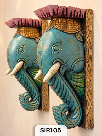 Royal Heritage Elephant Wall Art Set – Handcrafted Indian Elephant Decor Set | H : 11.5 IN W : 6 IN T : 1.8  IN