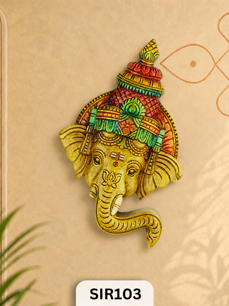 Jodhpur RajGanesh Handcrafted Wooden Ganesha Wall Hanging  Premium Vastu Entrance Decor