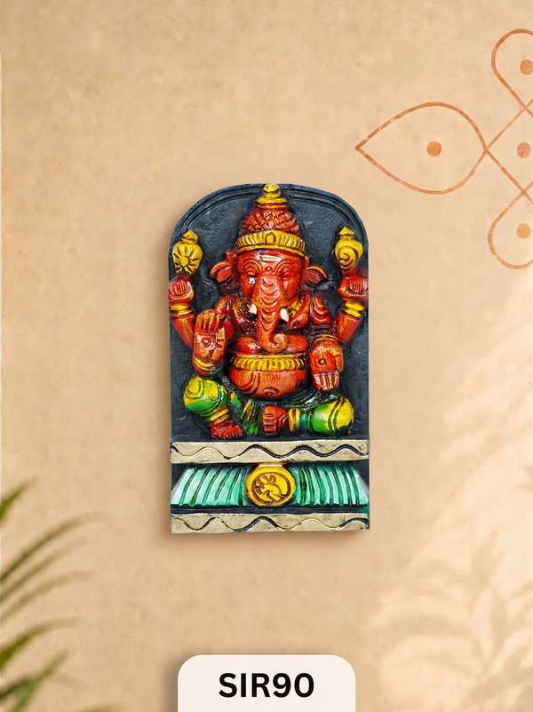 Handcrafted Lord Ganesha Wall Hanging Idol Divine Vighnaharta Home & Temple Décor | H:9 Inch W:4.5 Inch