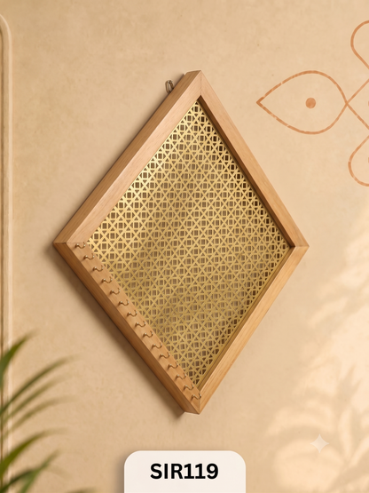 Wooden Long Keyholder With Brasscoated Jali - Length 13'' Width 17''