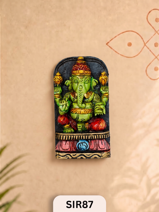 Shree Vinayaka Heritage Panel – Handcrafted Wooden Wall Décor | H:9 Inch W:4.5 Inch