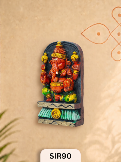 Handcrafted Lord Ganesha Wall Hanging Idol Divine Vighnaharta Home & Temple Décor | H:9 Inch W:4.5 Inch