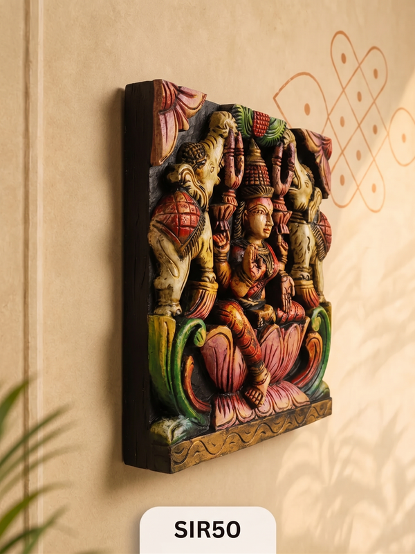 Gaja Lakshmi Wooden Wall Panel - Height 12