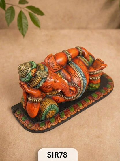 Wooden Sleeping Ganesh - Height 10" Inch, Width 21"Inch