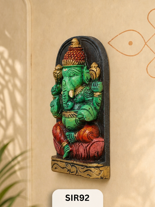 Classic Wooden Lord Ganesha Idol Artisan Handcrafted Religious Decor | H:9 Inch W:4.5 Inch