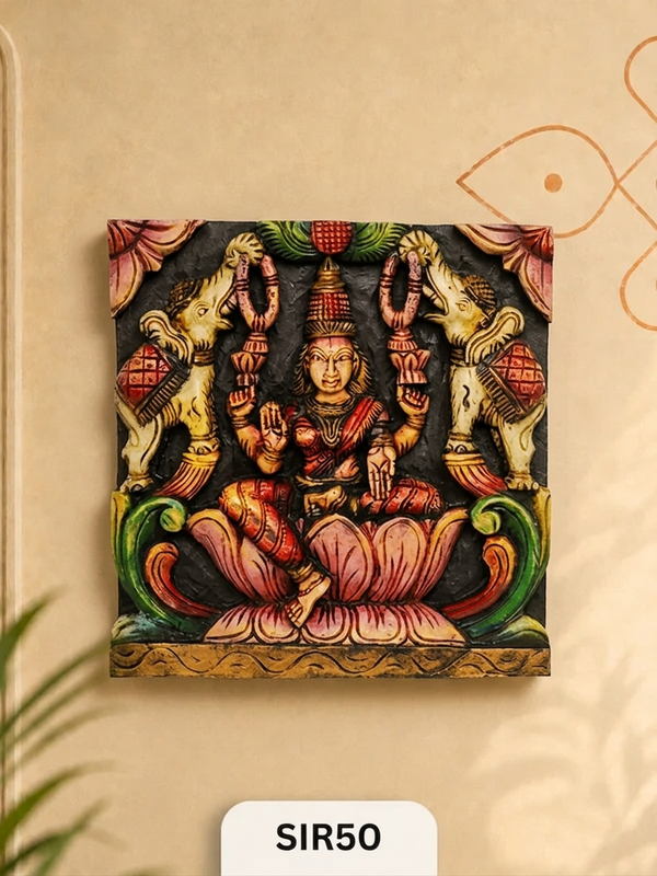 Gaja Lakshmi Wooden Wall Panel - Height 12