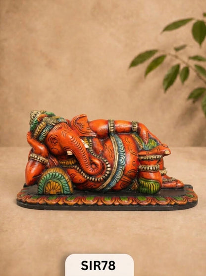 Wooden Sleeping Ganesh - Height 10" Inch, Width 21"Inch