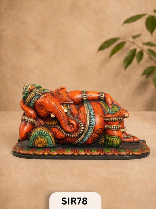 Wooden Sleeping Ganesh - Height 10" Inch, Width 21"Inch