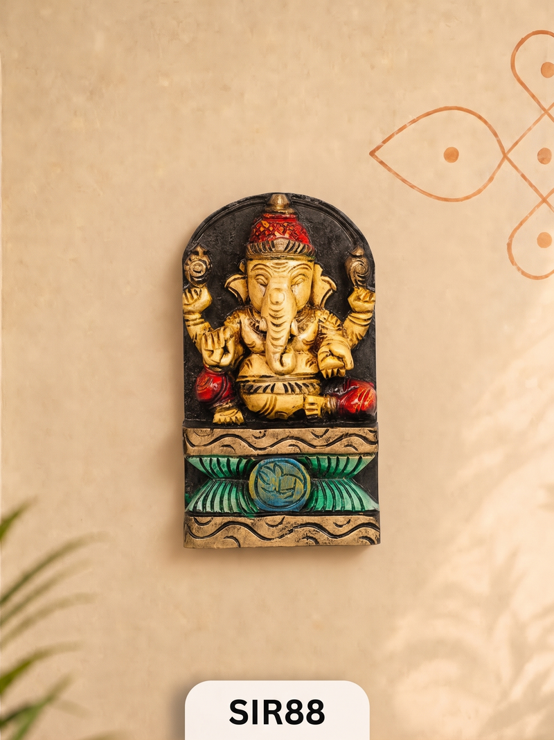 Handcrafted Heritage Wooden Ganesha Idol Premium Vastu & Home Decor | H:9 Inch W:4.5 Inch