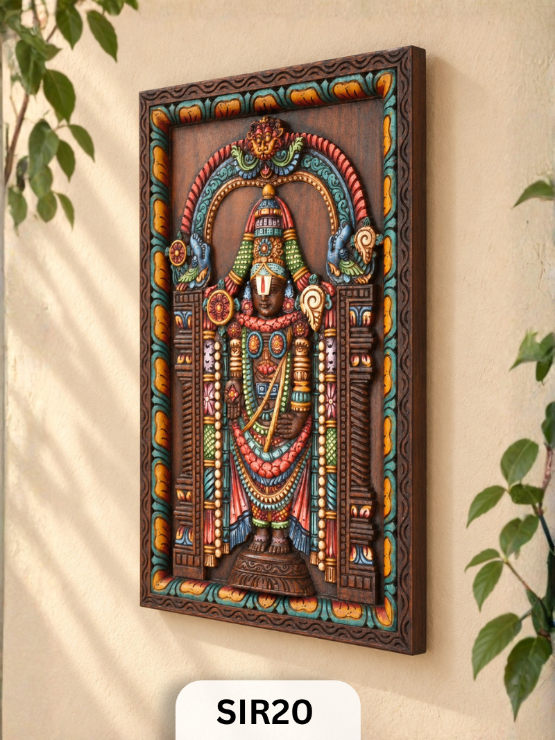 Wooden Lord Perumal Wall Frame - Height 24" INCH, WIDTH 15"INCH
