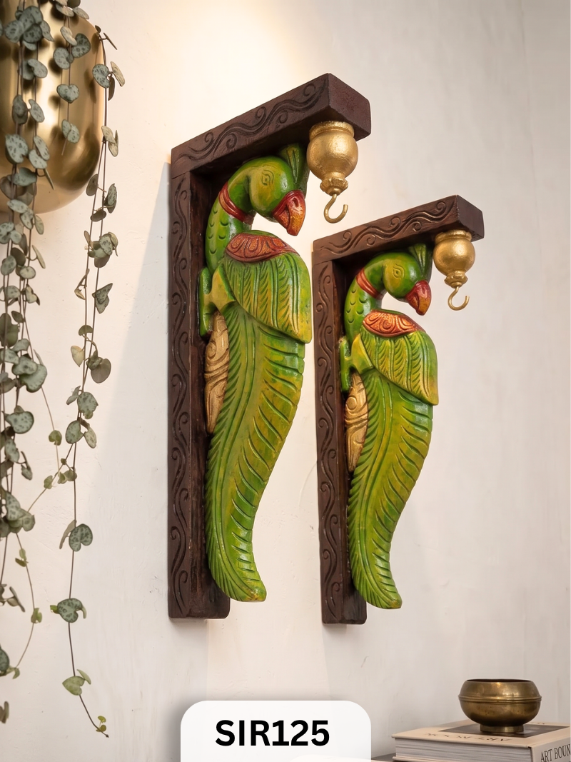 Parrot Temple Painting Heritage Wall Hanging