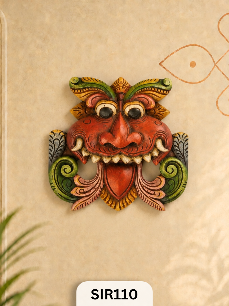 Kirtimukha (drishti bommai) – Traditional Handcrafted Wooden Doorway Wall Decor