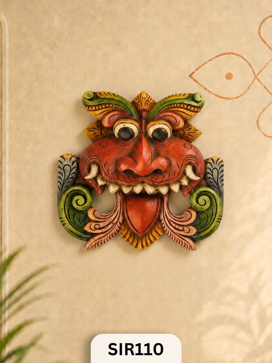 Kirtimukha (drishti bommai) – Traditional Handcrafted Wooden Doorway Wall Decor