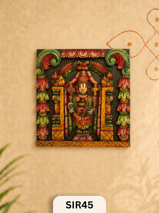 Wooden Lord Perumal Wall Frame - Height 12" Inch, Width 12"Inch