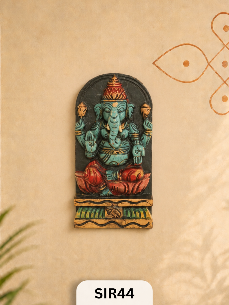 Wooden Lord Ganesha Statue - Height 9" Inch, Width 5"Inch