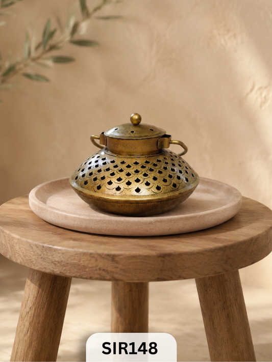 Metal Tea Light &  Bakhoor Burner Holder | Brass Coated