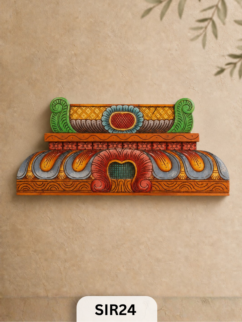 Wooden Temple Gopuram Wall Hanging Decor - Height 12" INCH, WIDTH 24"INCH