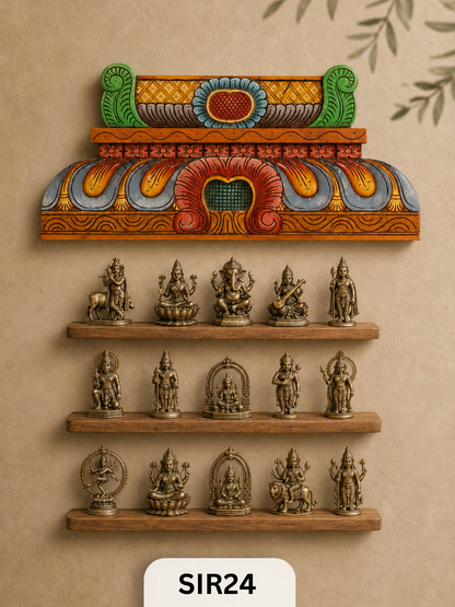 Wooden Temple Gopuram Wall Hanging Decor - Height 12" INCH, WIDTH 24"INCH
