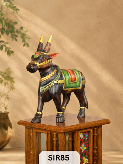 Wooden Nandhi - Height 13" Inch, Width 13"Inch