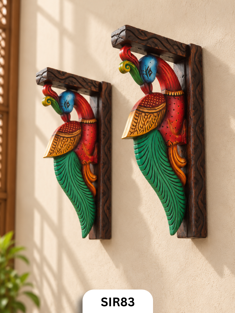 Wooden Parrot Wall Hanging Decor - Height 14" INCH, WIDTH 7"INCH