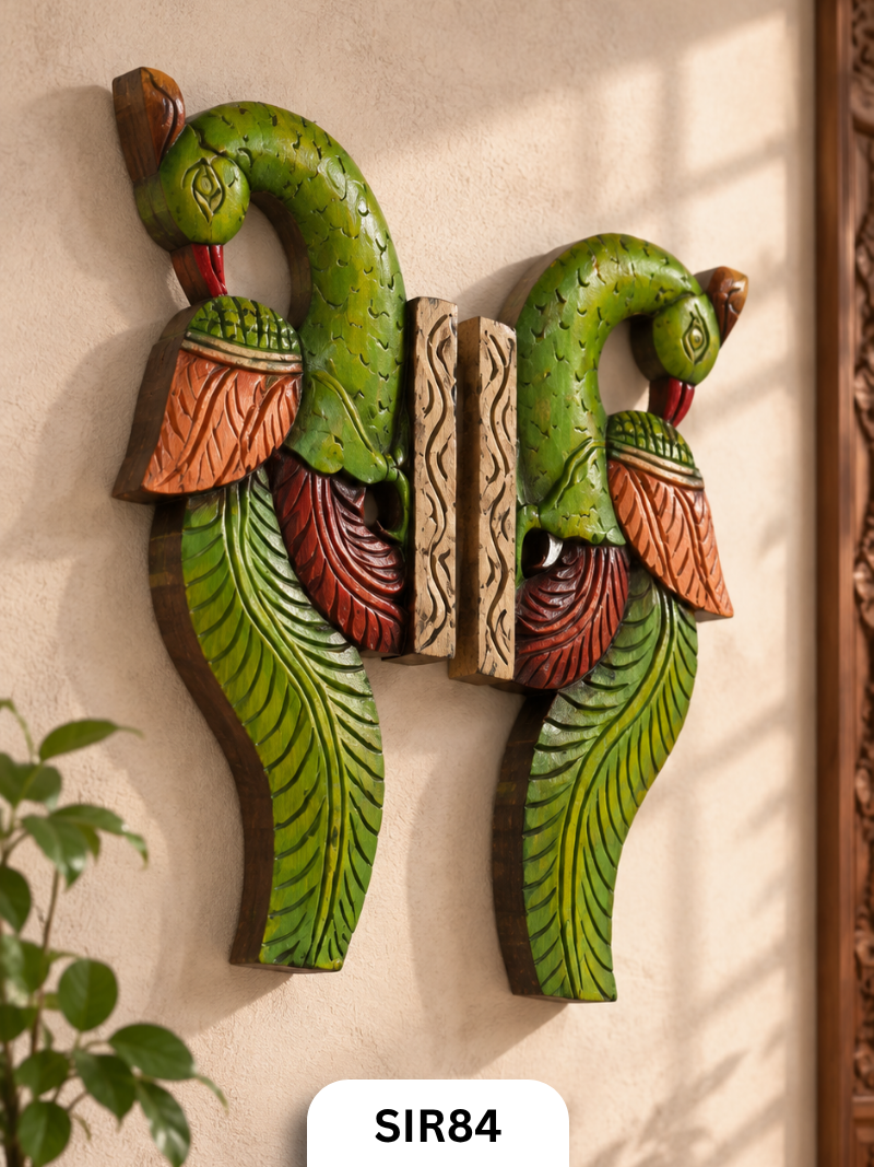 Wooden Parrot Wall Hanging Decor - Height 12" INCH, WIDTH 6"INCH