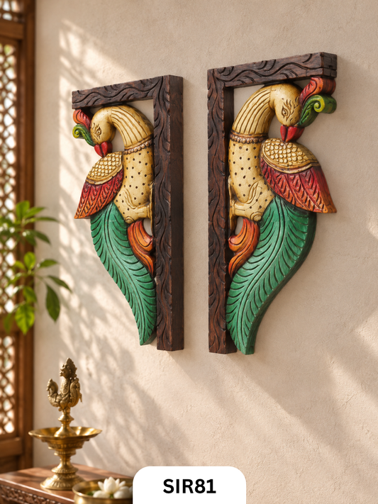 Wooden Parrot Wall Hanging Decor - Height 14" INCH, WIDTH 7"INCH