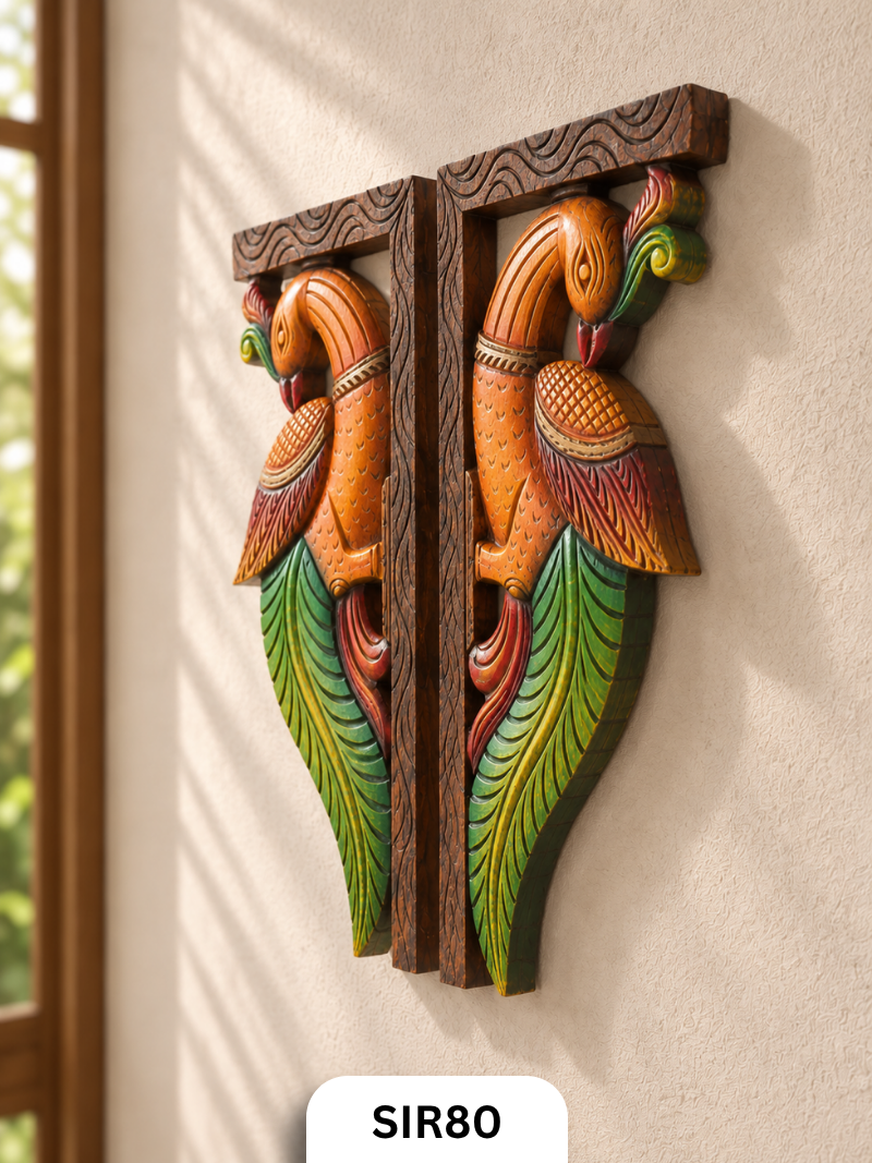 Wooden Parrot Wall Hanging Decor - Height 14" INCH, WIDTH 7"INCH