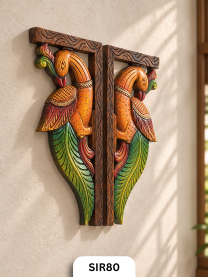 Wooden Parrot Wall Hanging Decor - Height 14" INCH, WIDTH 7"INCH